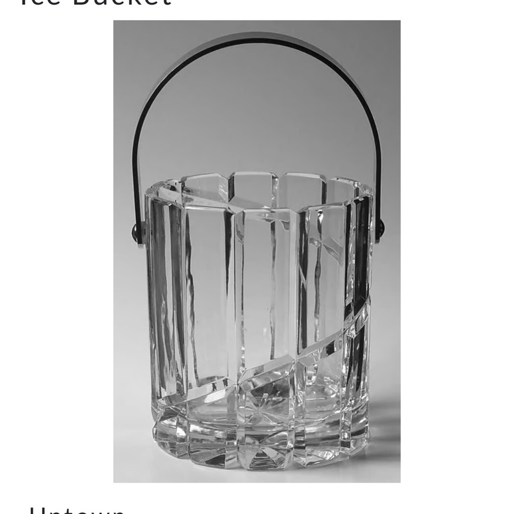 Mikasa Uptown Crystal Ice Bucket w/ Mental Handle Vintage Cut Glass Barware - Picture 11 of 11